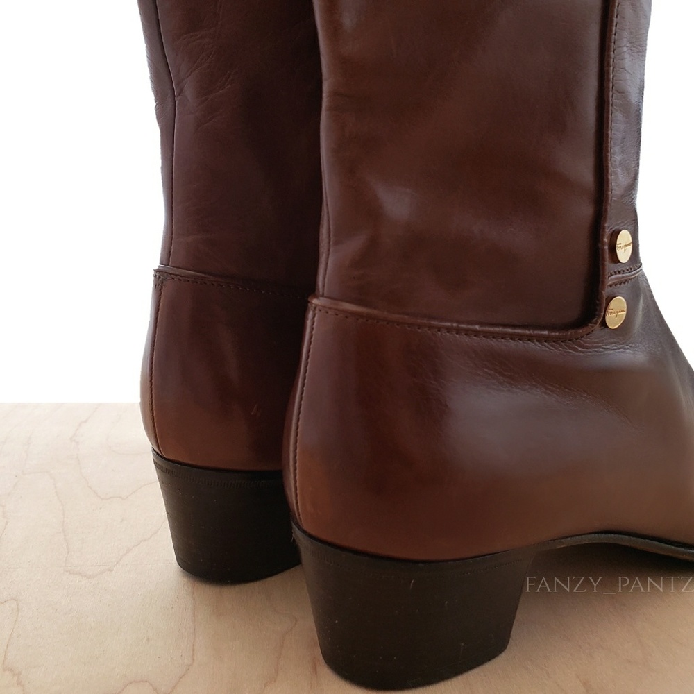 Salvatore Ferragamo boots knee high brown vintage - Picture 5 of 8